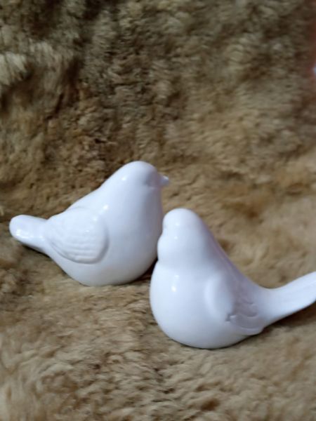 Dupla de pássaros brancos em cerâmica!